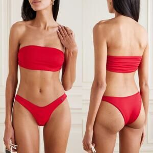 THE ATTICO | NWT Strapless Bikini Set in Red Cheeky Bandeau S